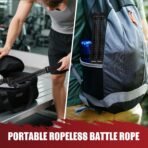 Cordless Battle Rope for Home Gym, Heavy Duty Portable with Poster - Image 4