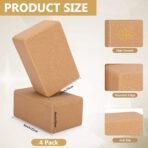 Leitee 4 Pcs Cork Yoga Blocks, 9 x 6 x 4 in Non Slip Bricks - Image 3