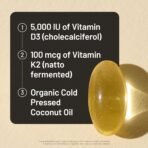 NatureWise Vitamin D3 5000IU + K2 MK-7 100mcg Supplement, 30 Softgels - Image 4