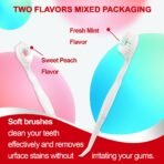 Mini Disposable Toothbrushes with Toothpaste and Toothpick, Tongue Cleaners, Reduce Bad Breath, Tongue Scraper, Prepasted Toothbrush, Pick for Work or Travel (Mint, 20pcs) - Image 3