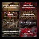 Men Supplements 20 in 1 - Male Supplements with Tongkat Ali, Black Maca Root for Men, Zinc, Vitamin B12, Astragalus for Normal Energy Support - 90 Vegan Caps - Image 5