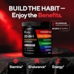 Men Supplements 20 in 1 - Male Supplements with Tongkat Ali, Black Maca Root for Men, Zinc, Vitamin B12, Astragalus for Normal Energy Support - 90 Vegan Caps - Image 6