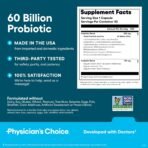 Physician's CHOICE Probiotics 60 Billion CFU - 10 Strains + Organic Prebiotics - Immune, Digestive & Gut Health - Supports Occasional Constipation, Diarrhea, Gas & Bloating - for Women & Men - 30ct - Image 6