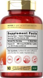 Carlyle Vitamin D3 10000 IU (250 mcg) | 400 Softgels - Image 2