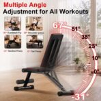 FitinOne Adjustable Folding Weight Bench for Home Gym, 660 lbs Capacity Multi-Functional Workout Bench Sturdy Durable for Full Body - Image 2