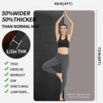 Hatha Yoga Large TPE Yoga Mat 6'x4'x1/2" Extra Thick Non-Slip Exercise Mat - for Yoga Pilates & Home Gym Workouts - Image 2
