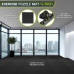 ProsourceFit Exercise Puzzle Mat ½-inch, EVA Interlocking Foam Floor Tiles for Home Gym, Workout Equipment, Kids Play Areas, Black, 144 SQ FT - 36 Tiles - Image 2