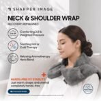 Sharper Image Heated Neck & Shoulder Wrap - Microwavable Warm & Cooling Plush Pad, Scented Aromatherapy (100% Natural Lavender & Herb Spa Blend), Pain Tension Headache Relief Therapy, Gift for Women - Image 2